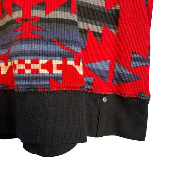 Lauren Ralph Lauren Active Southwestern Print Knit Hoodie Red Blue Medium AS IS - Picture 2 of 6
